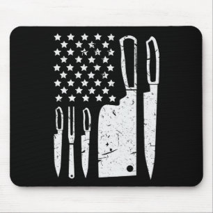 Chef Knife Set Shirt Patriotic American Flag Kitch Mouse Pad