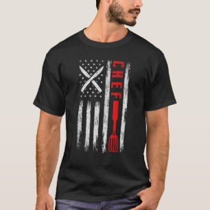 Chef Knife Usa Patriotic Cook American Flag 4th Of T-Shirt