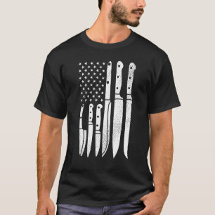 Chef Knives Cooking Utensil Cook Cooking Us Flag J T-Shirt
