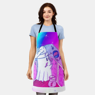 Chef Kurt Apron - Cute Ghost with Rainbow