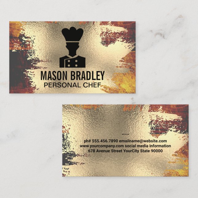 Chef Logo | Gold Foil  Business Card (Front/Back)