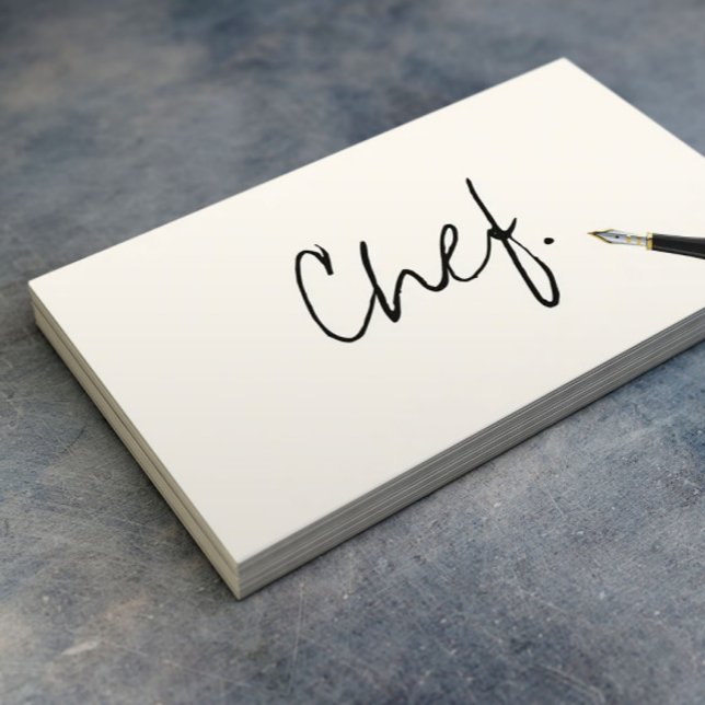 Chef Minimalist Handwriting Script Elegant Business Card (Creator Uploaded)