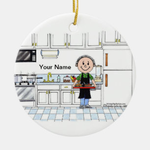 Chef, no Hat - Male Ceramic Tree Decoration