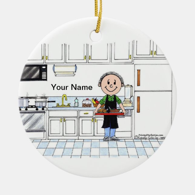 Chef, no Hat - Male Ceramic Tree Decoration (Front)