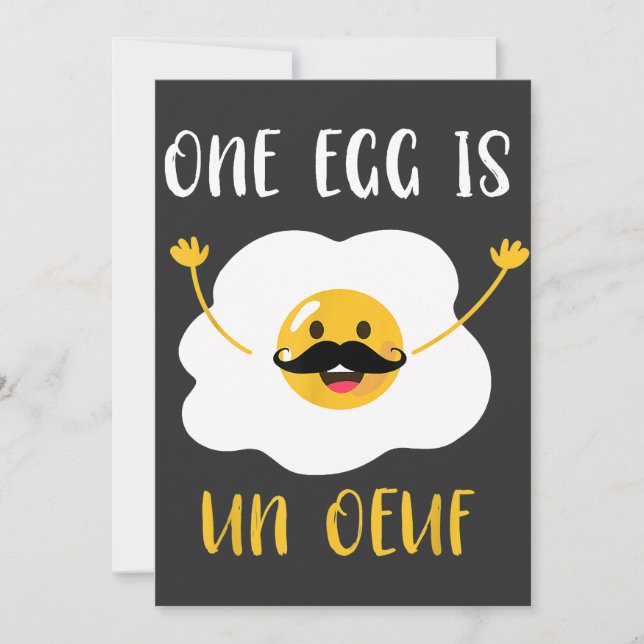Chef - One Egg Is Un Oeuf Funny French Egg Joke Yo Invitation (Front)