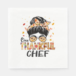 Chef One Thankful Messy Bun Women Thanksgiving Fal Napkin