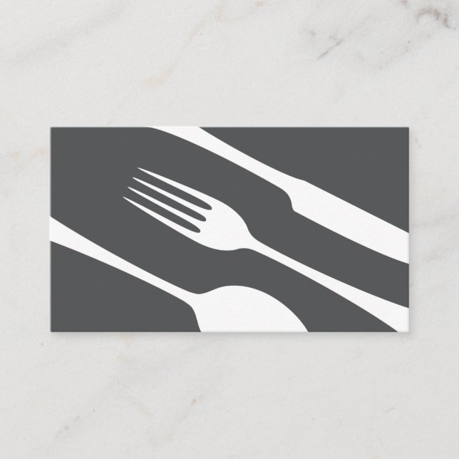 Chef or catering business cards, modern cutlery card (Front)