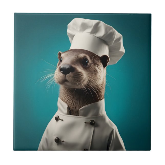 Chef Otter Ceramic Tile (Front)