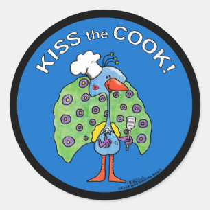 Chef Peacock, Kiss the Cook! Classic Round Sticker