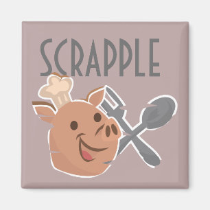 Chef Pig Cooking Scrapple Cartoon Magnet