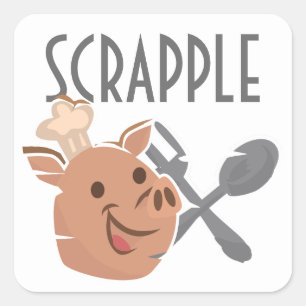 Chef Pig Cooking Scrapple  Square Sticker