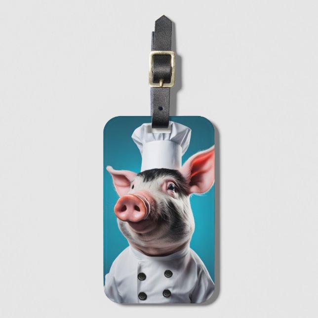 Chef Pig Luggage Tag (Front Vertical)