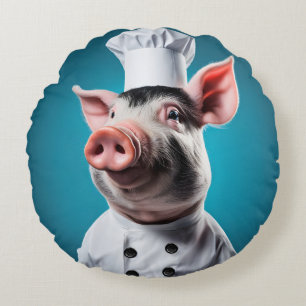 Chef Pig Round Cushion