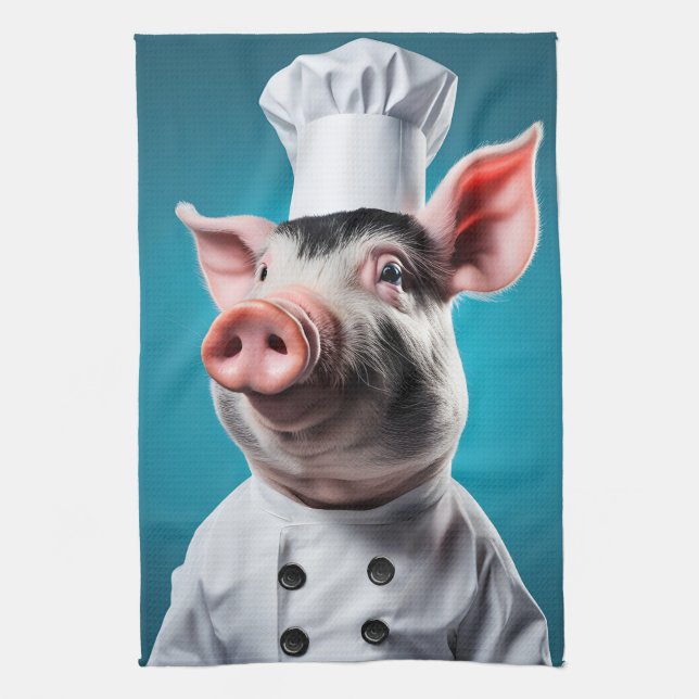 Chef Pig Tea Towel (Vertical)