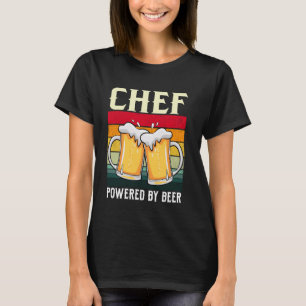 Chef Powered By Beer Funny Cook BBQ Grill Kitchen T-Shirt