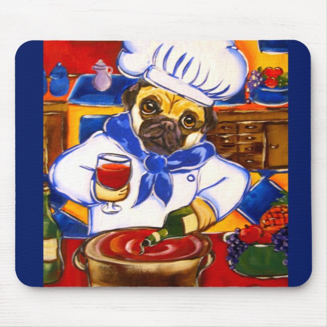 Chef Pug Mouse Pad (Front)