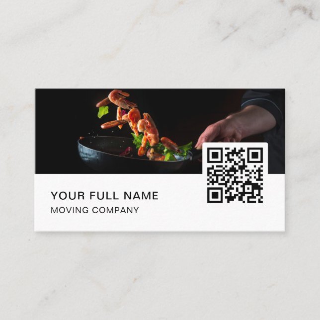 Chef QR Code Logo Social Media Business Card (Front)