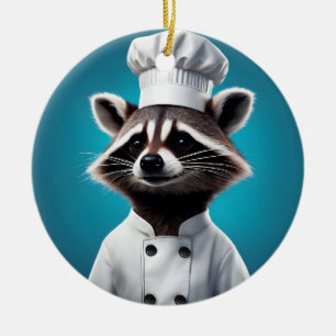 Chef Raccoon Ceramic Ornament