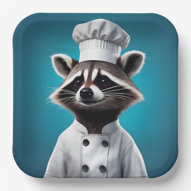 Chef Racoon Paper Plate (Front)
