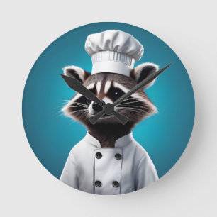 Chef Racoon Round Clock