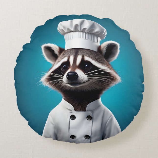 Chef Racoon Round Cushion (Front)