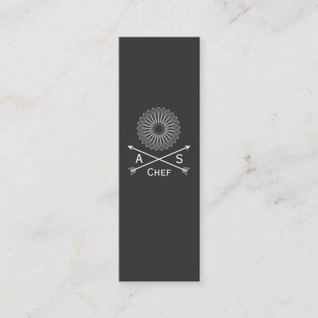 Chef Retro Arrows and Whisk Hip Black Catering Mini Business Card (Front)