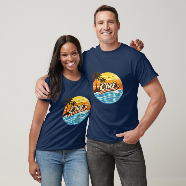 Chef Retro Sunset Design T-Shirt (Unisex)