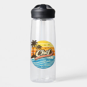 Chef Retro Sunset Design Water Bottle