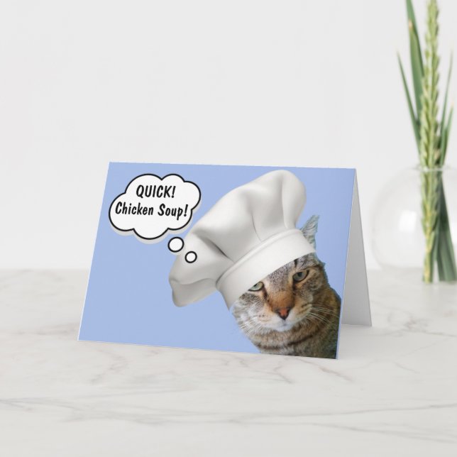 Chef Rupie Cat and Chicken Soup Get Well Card (Front)