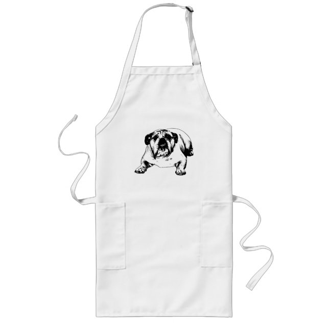 Chef’s kiss, bulldog approval long apron (Front)