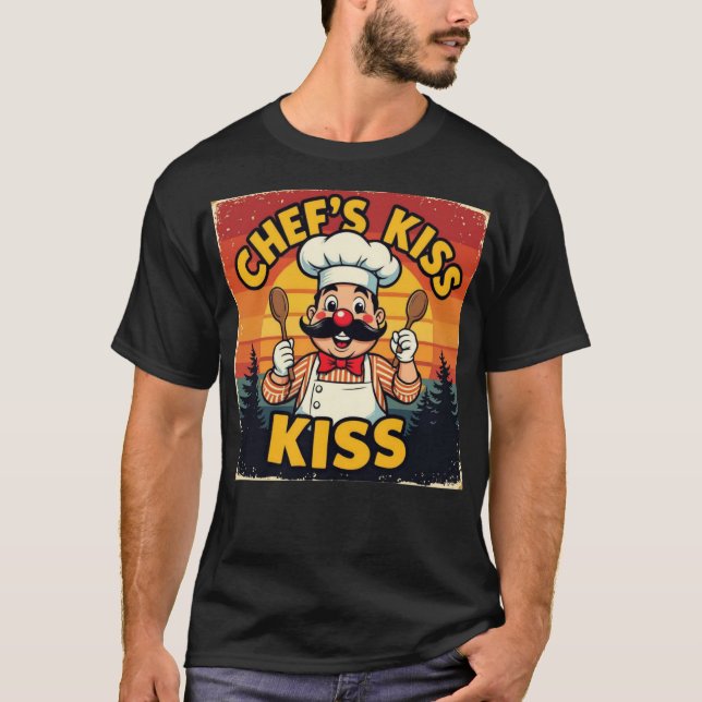 Chef’s Kiss Funny Retro Cartoon Chef  T-Shirt (Front)