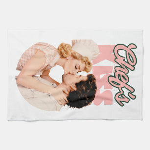 Chef’s Kiss Retro Illustration   Girly Housewife  Tea Towel