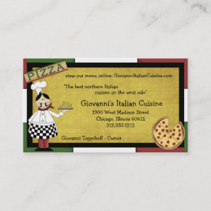 Chef Serving Hot Pizza Business Card