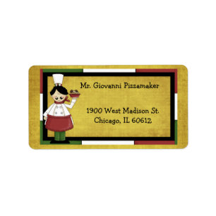 Chef Serving Spaghetti Label