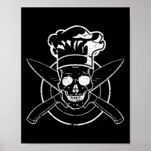 Chef Shirt Skull Chef's Hat Cooking Bbq Grilling T Poster