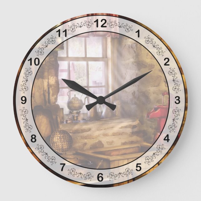 Chef - Sink - A rather old kitchen Large Clock (Front)