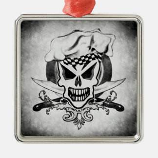 Chef Skull 2 Metal Ornament