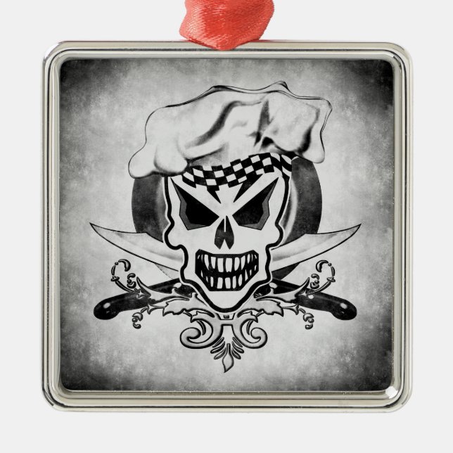 Chef Skull 2 Metal Ornament (Front)