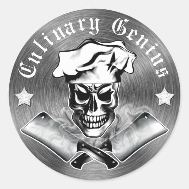 Chef Skull 3 Classic Round Sticker (Front)