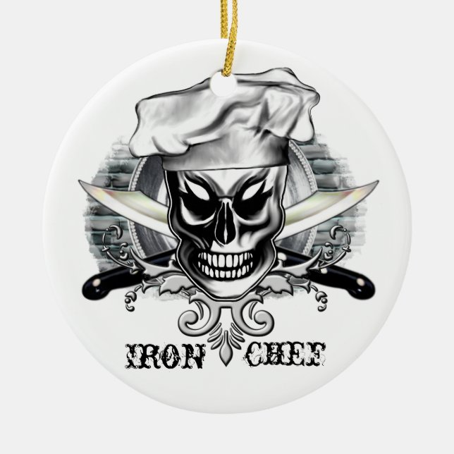Chef Skull 4: Iron Chef Ceramic Tree Decoration (Front)