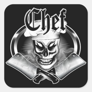 Chef Skull 4 Square Sticker