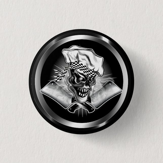 Chef Skull 5 3 Cm Round Badge (Front)