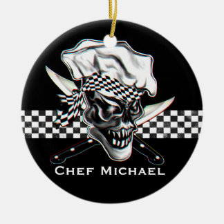 Chef Skull 5 Ceramic Tree Decoration