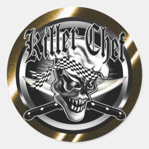 Chef Skull 5 Classic Round Sticker