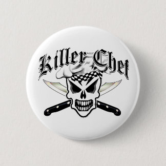Chef Skull and Crossed Chef Knives 2 6 Cm Round Badge