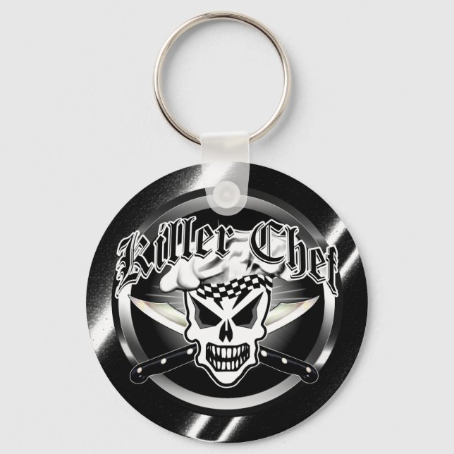 Chef Skull and Crossed Chef Knives 2 Key Ring (Front)