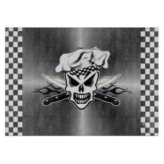 Chef Skull and Flaming Chef Knives 2 Cutting Board