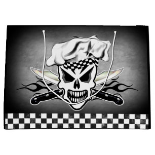 Chef Skull and Flaming Chef Knives 2 Large Gift Bag