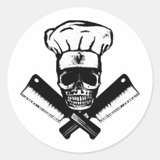 Chef Skull (B&W) Classic Round Sticker