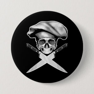 Chef Skull n Knives 7.5 Cm Round Badge